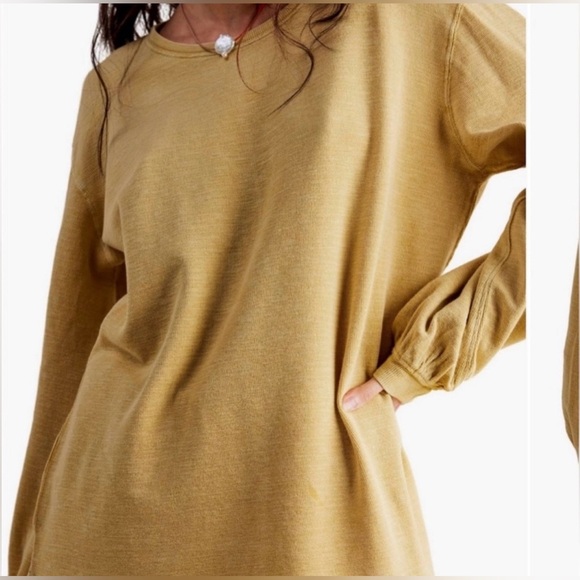We The Free/Free People Soul Song Camel Oversized Long Sleeve Medium Top - Picture 9 of 11